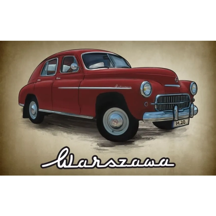 Bordowa Warszawa FSO M20 - tablica PRL